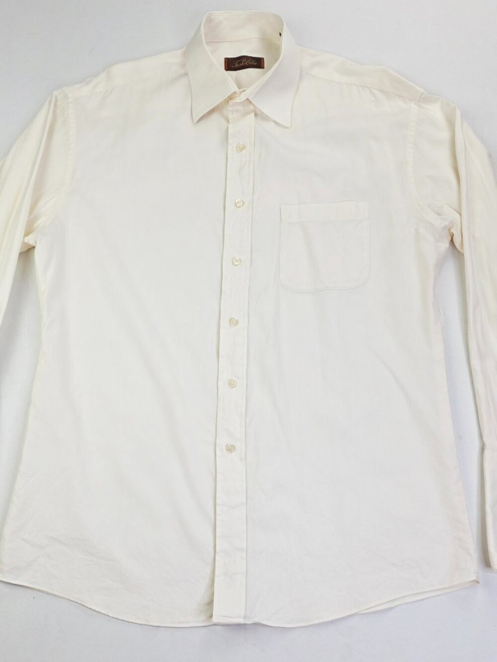 Tasso Elba Spa French Cuff Size 16.5 34-35 Large Vanilla Embroidered Logo Shirt
